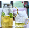 embossed glass jug water coffee juice pitcher set